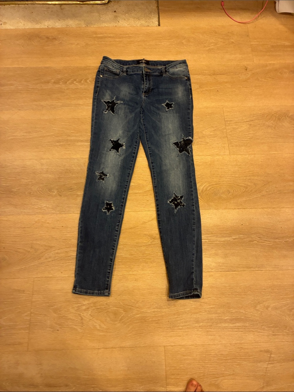 Buffalo David Bitton Dark Blue Skinny Jeans with Black Star Appliqués